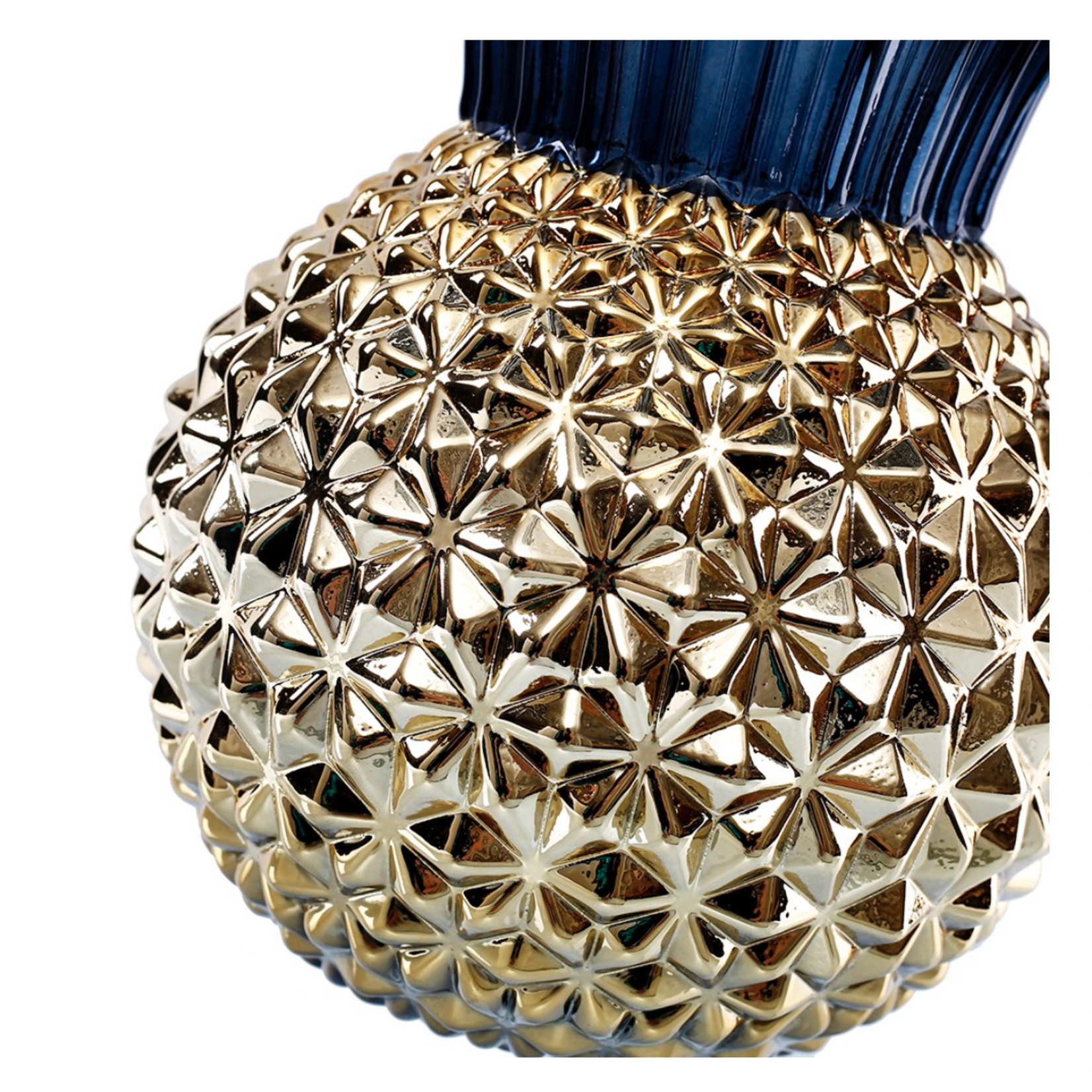 10.75”h x 8” GOLD PINEAPPLE W/ BLUE TOP