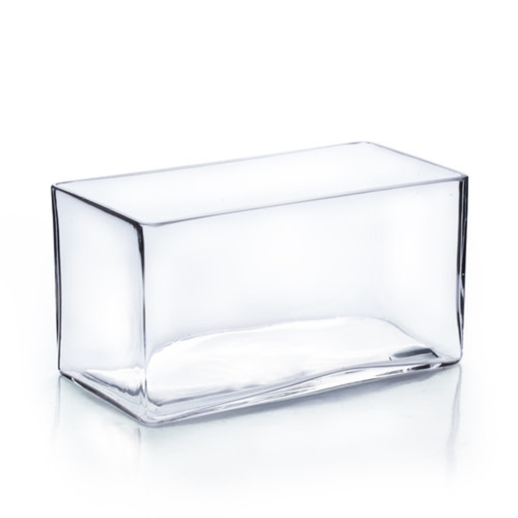 4"H X 8" X 4" LOW RECTANGLE GLASS VASE