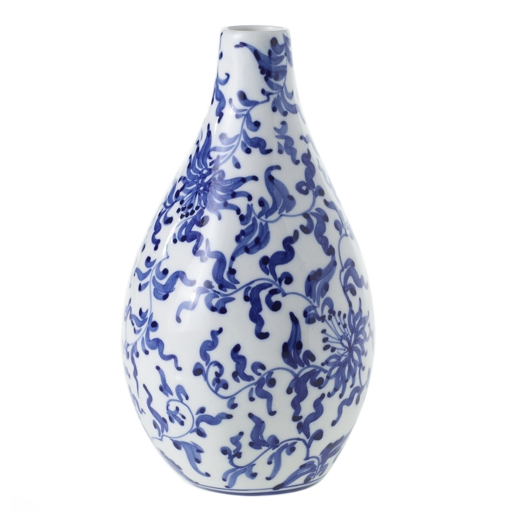 3.75"x 7” BLUE CERAMIC ELEANOR VASE (AD)