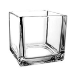 QUALITY WHOLESALE 5"H X 5" X 5" CLEAR GLASS CUBE SQUARE VASE