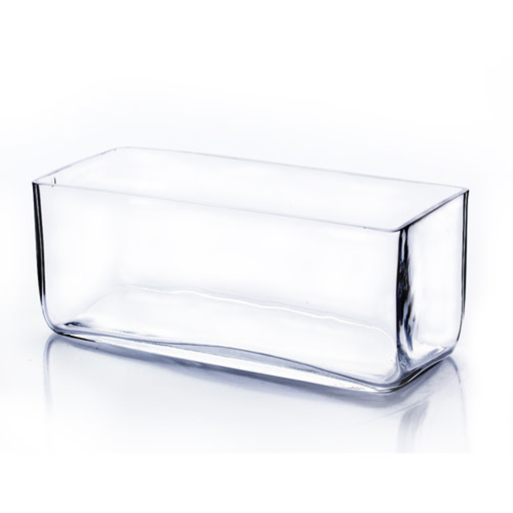 4"H X 10" X 4" LOW RECTANGLE GLASS VASE