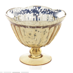 5.25"h x 6" GOLD CARRAWAY GLASS COMPOTE (AD)