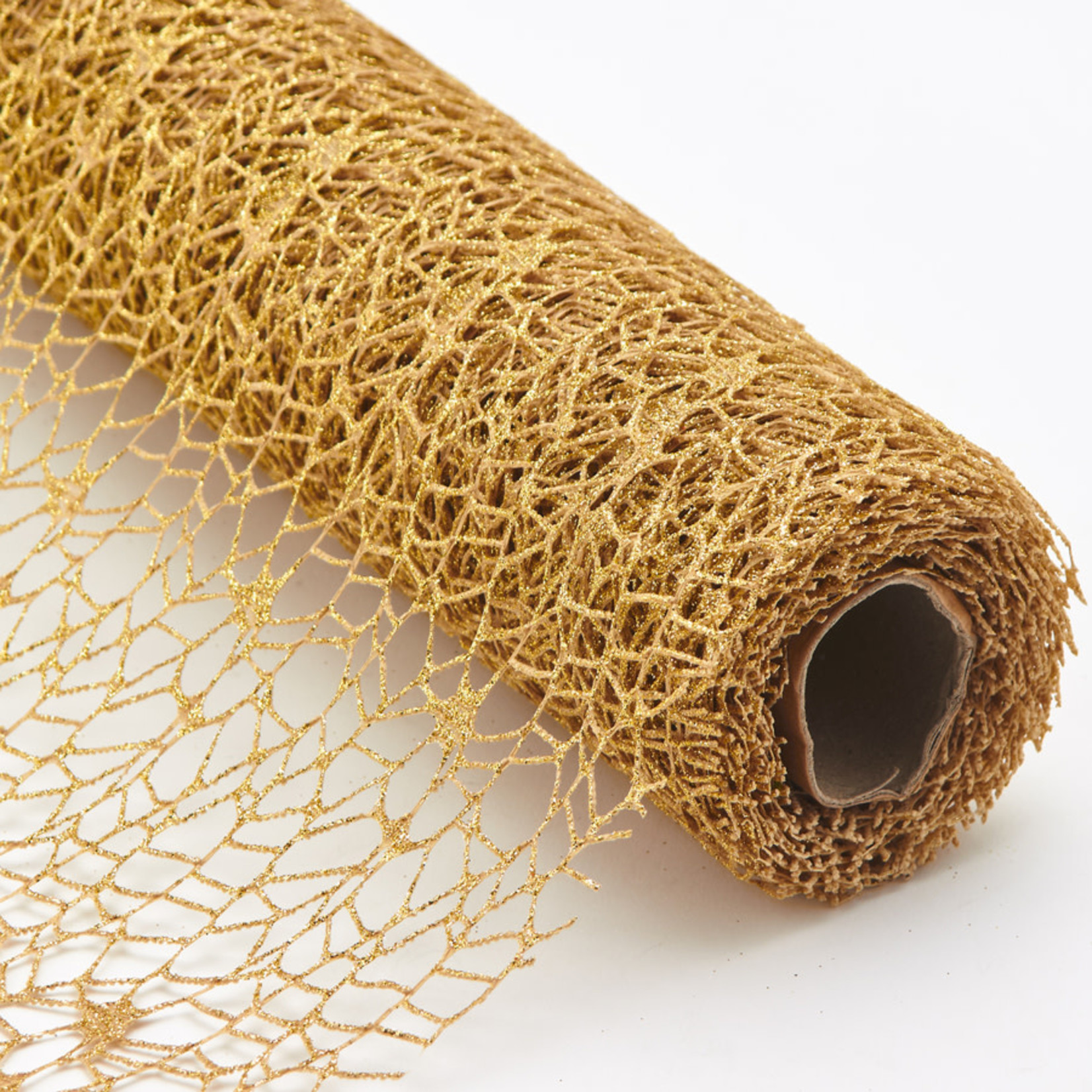 19" x 5 yards DECORATIVE GOLD MESH ROLL (20)