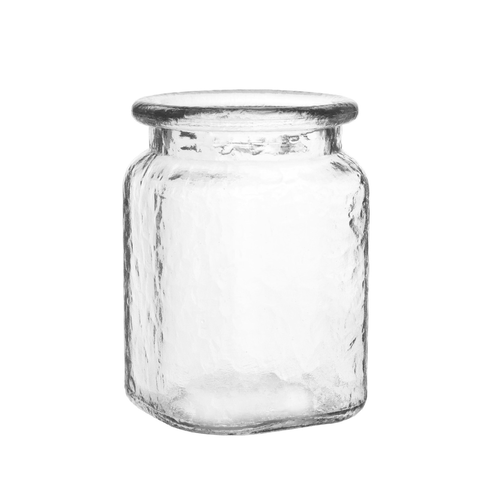 4”H X 2.88"  HAMMERED JAR CLEAR CRYSTAL GLASS