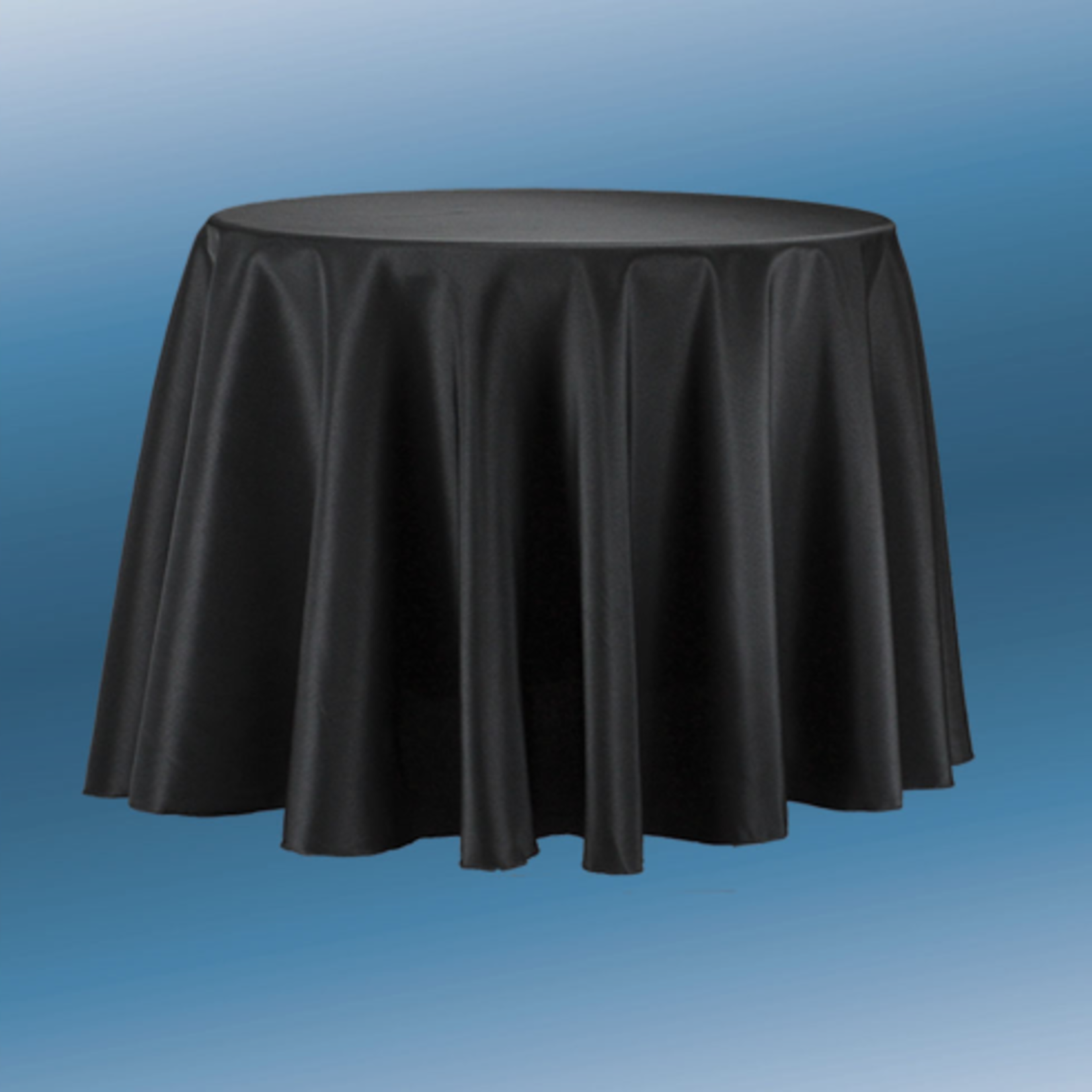 90'' ROUND POLY BLACK TABLECLOTH.  nd
