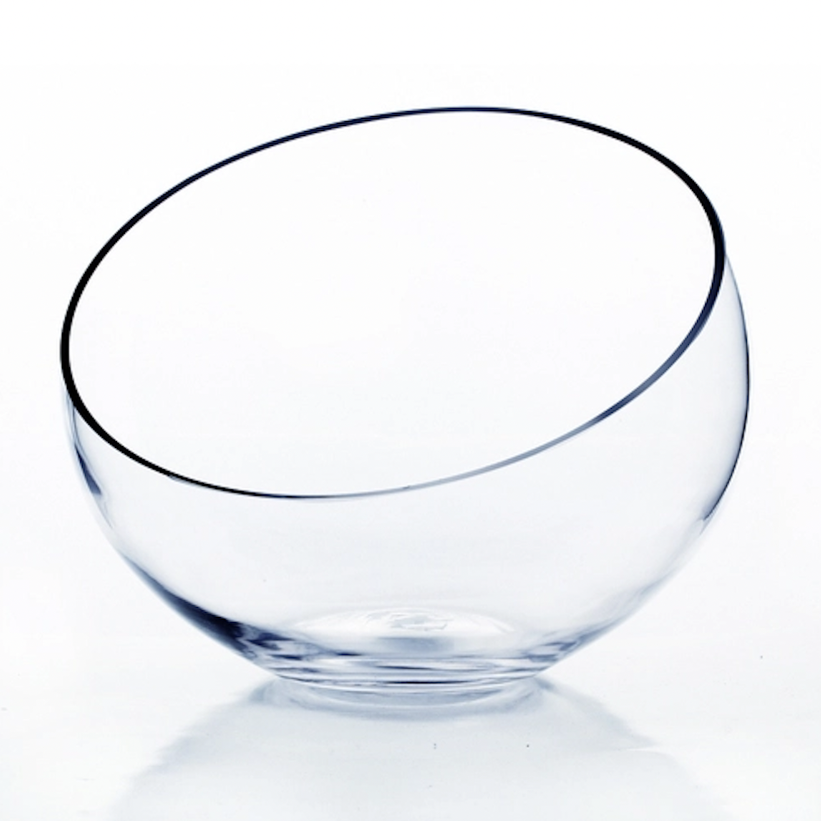 9.5" X 12"D CLEAR POD VASE, SLANTED OPENING