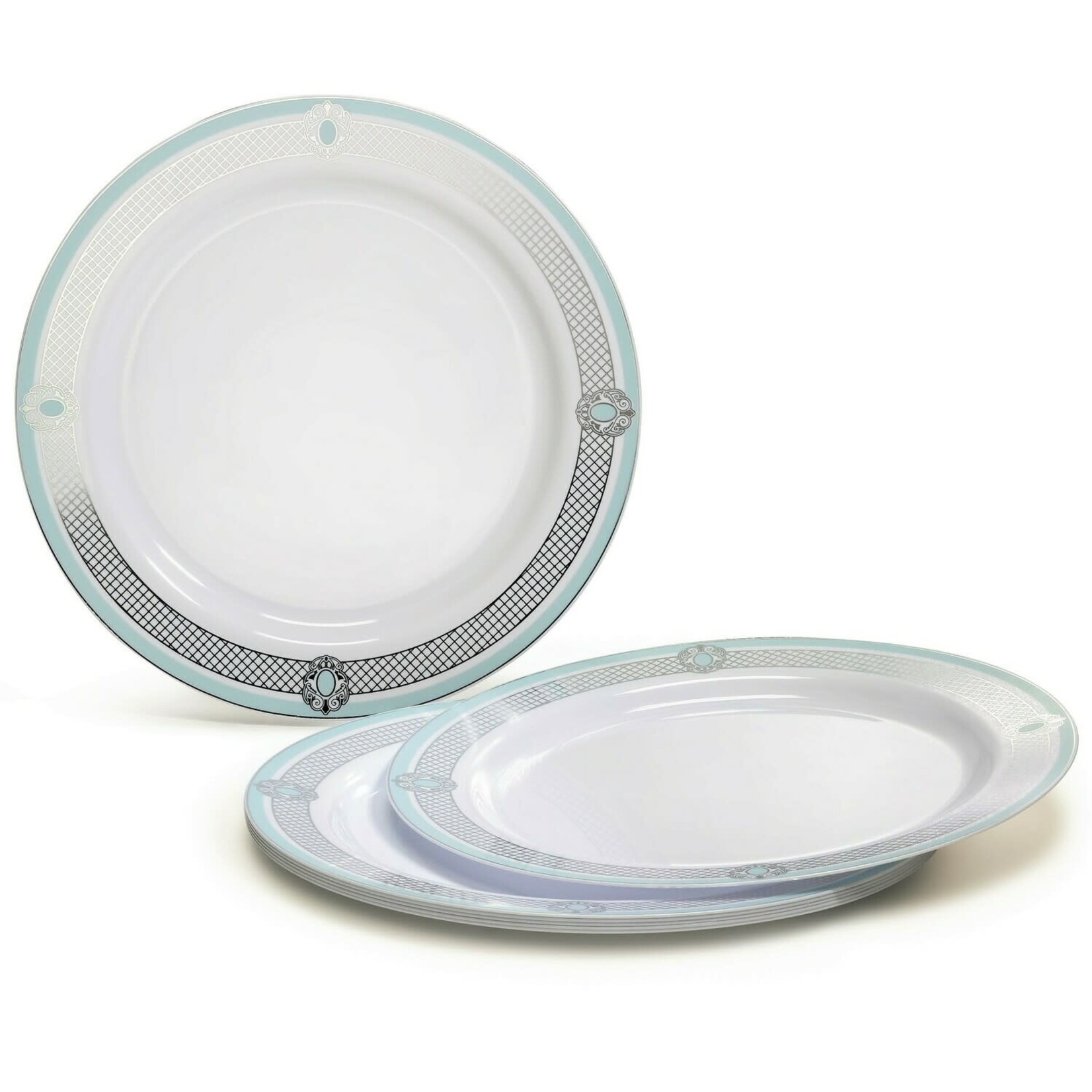 10.25’’ROYAL WHITE/GREEN SILVER PLATE REG $9.99 20% OFF 10 PIECES