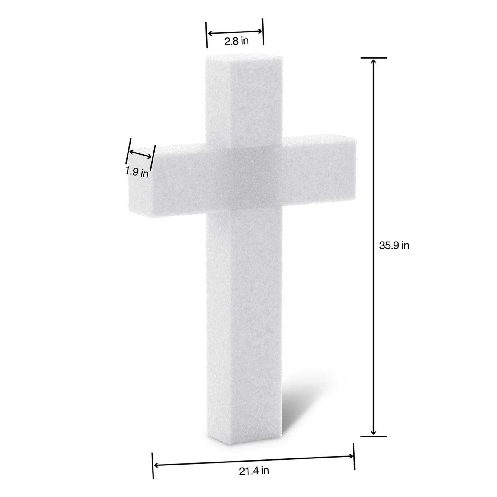 36"" White STYROFOAM Cross, 2 Pc. 36x22x2x3""