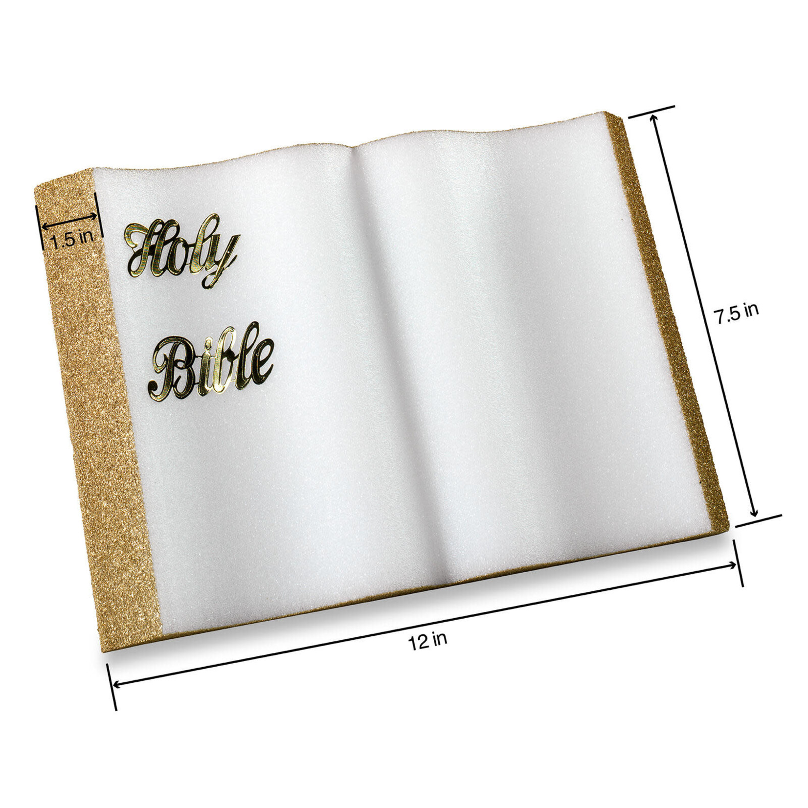 12x8x1-1/2" STYROFOAM BIBLE Gold Letters, Gold Edges, Shrink-Wrapped - White
