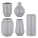 GREY MOD BAUBLE CERAMIC BUD VASE ASSORTED STYLES PER CASE 4"-6" openings 1"- 2 5/8" (price per each, box has the assortment 3 of each)
