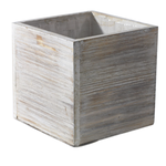 7” X 7” X 7” WHITE WASH WOOD WOODLAND PLANTER (AD)