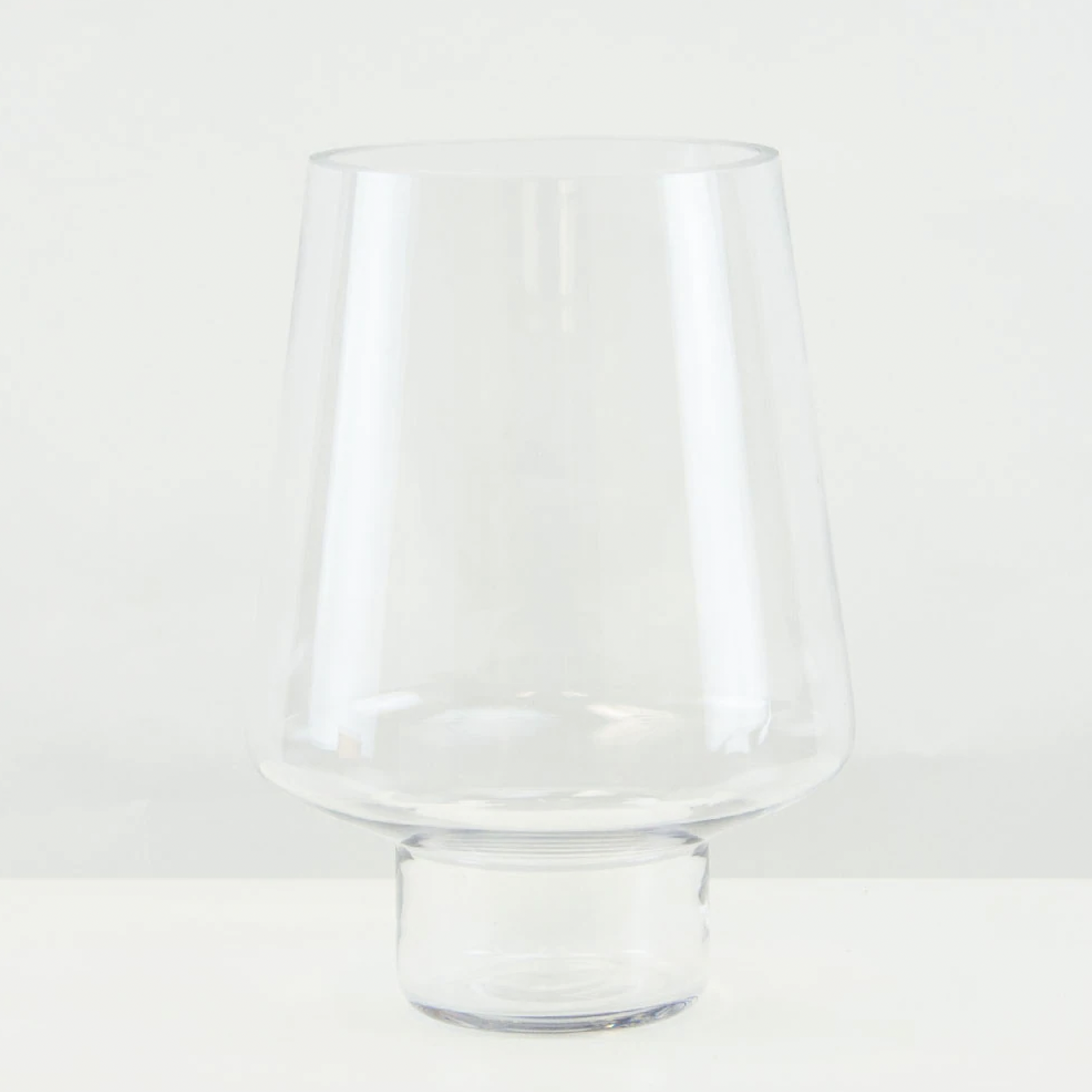 10”H X 7.25”, OPEN 5.5” TAPERED PEDESTAL GLASS CYLINDER