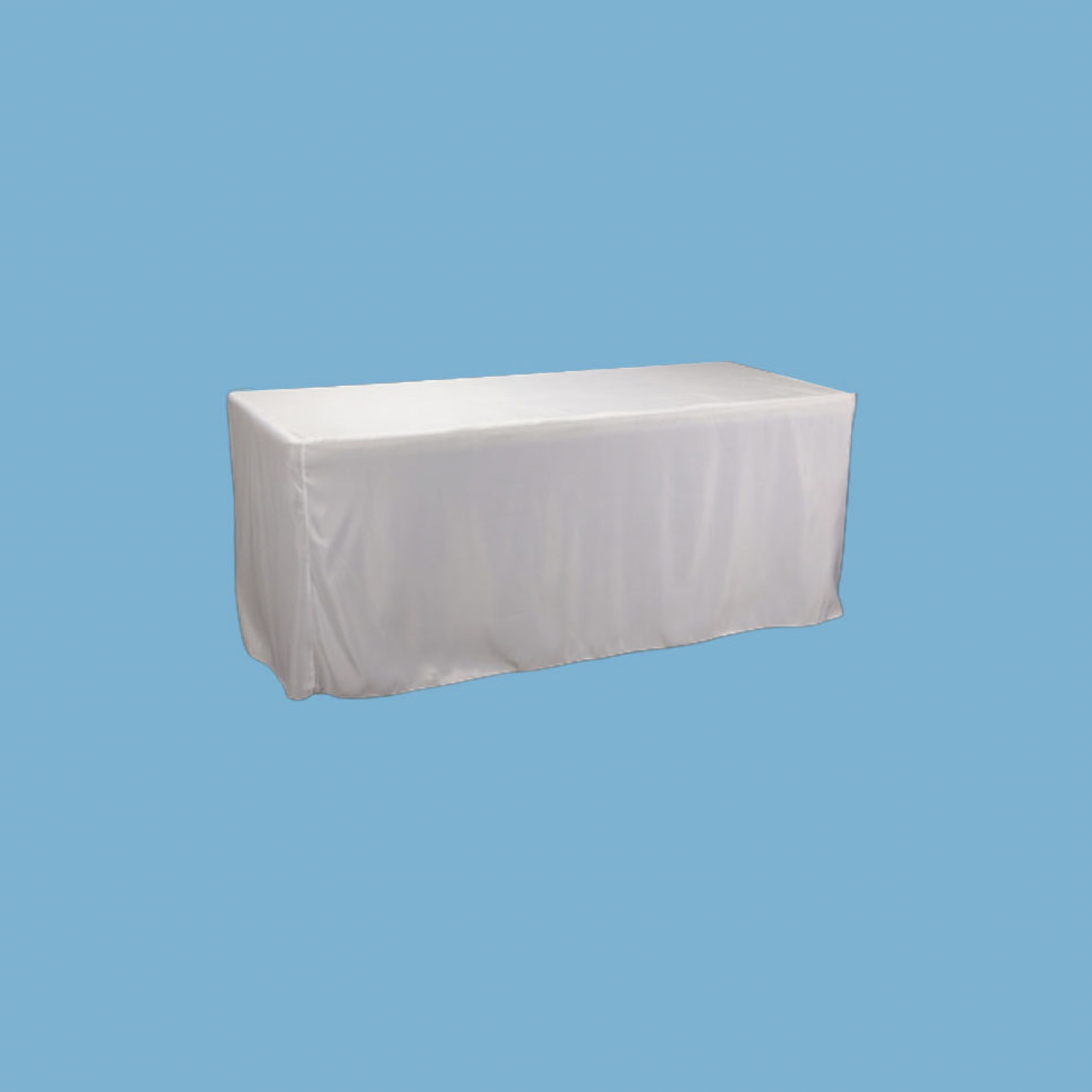 72" X 29" FITTED FULL DROP TABLECLOTH, WHITE.  ND