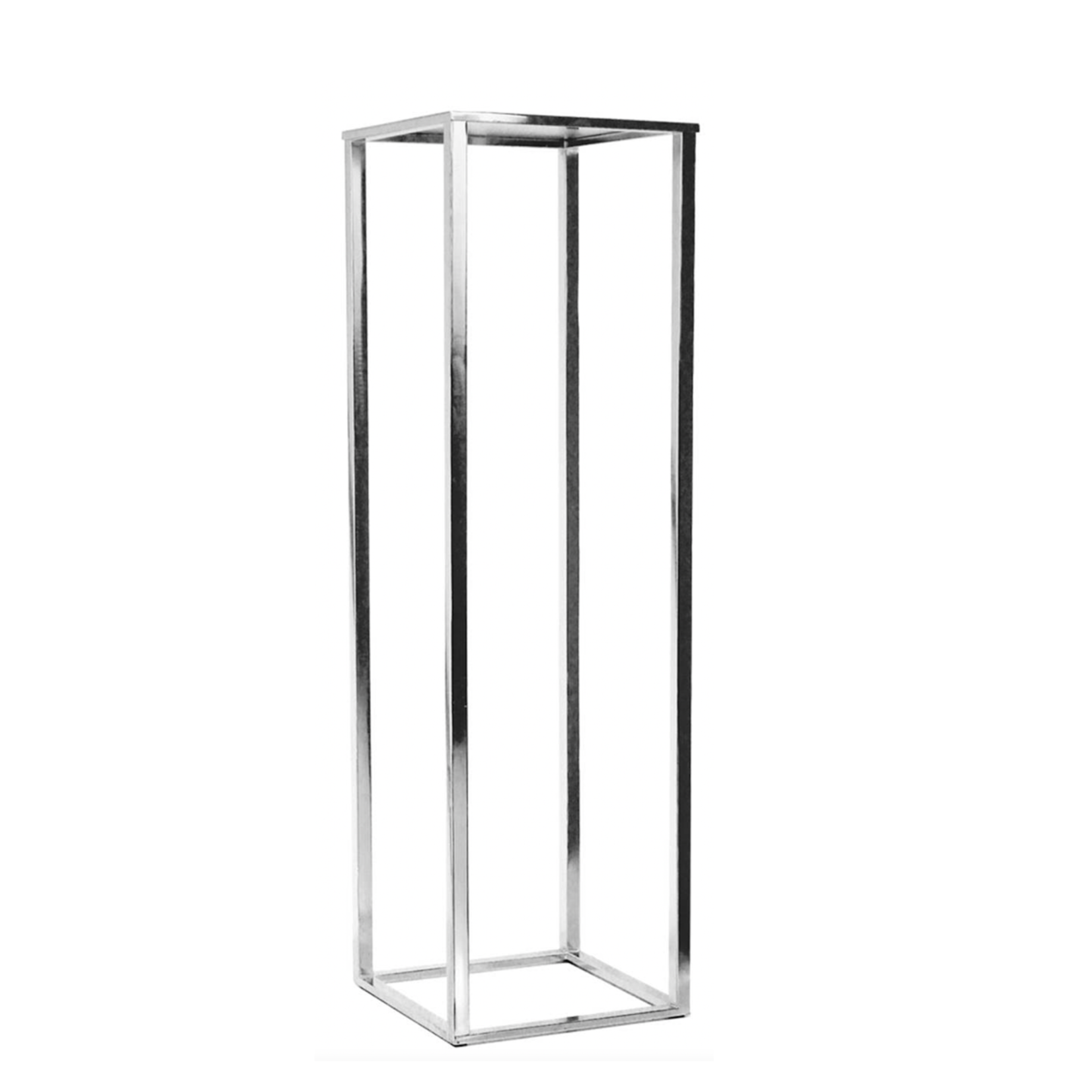 Small: H- 32” D- 10” x 10” POWDER SILVER COATING METAL STAND  REMOVABLE TOP