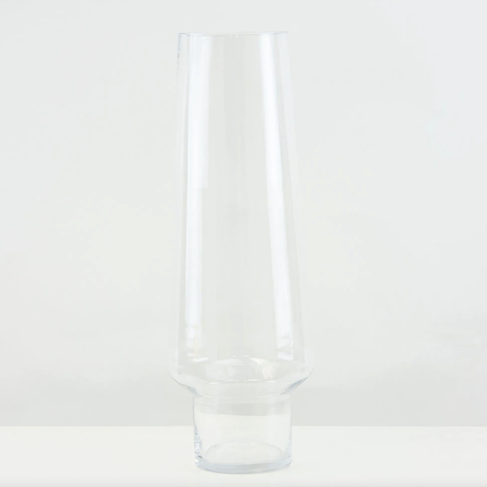 15.75”H X 5.5”, OPEN 4” TAPERED PEDESTAL GLASS CYLINDER