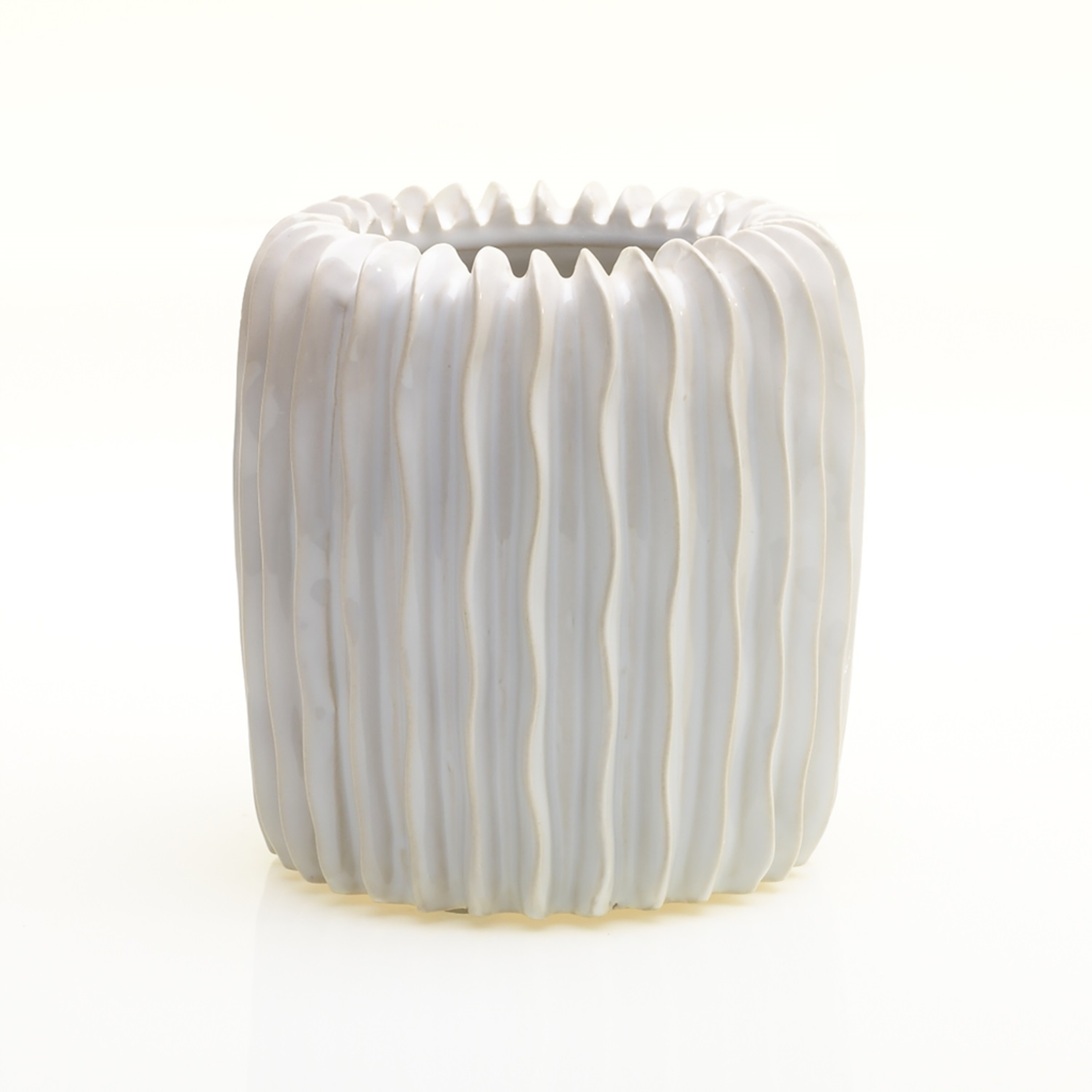 5" X 5" HAVEN WHITE CERAMIC VASE (AD)
