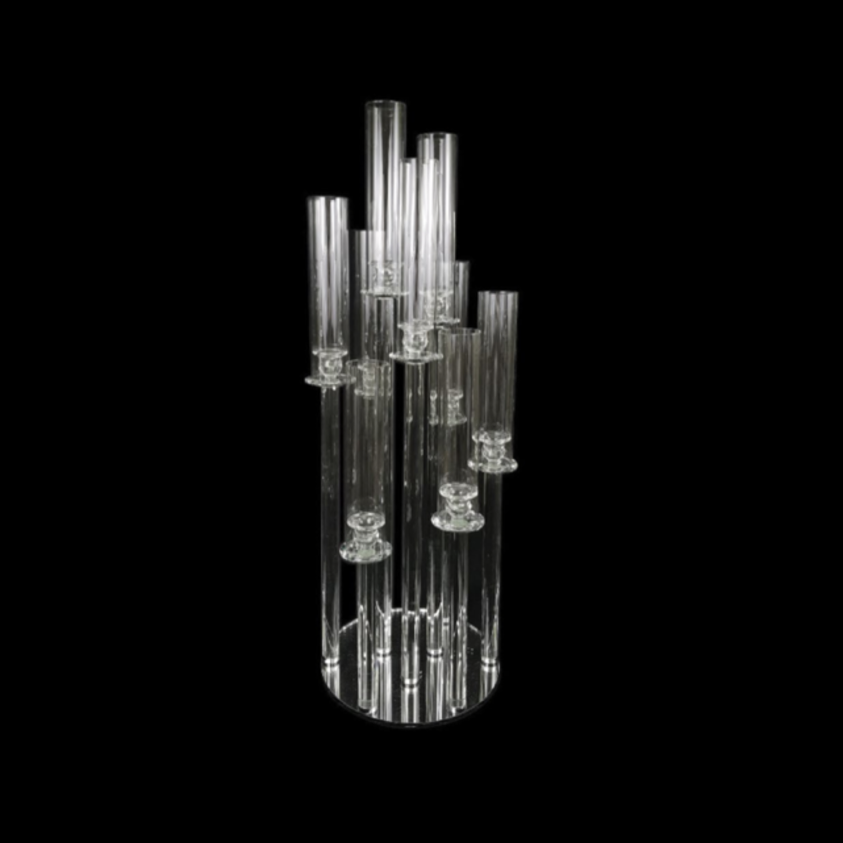 QUALITY WHOLESALE 38”H X 12” CRYSTAL CLUSTER CANDELABRA WITH 9 ARMS/HEADS