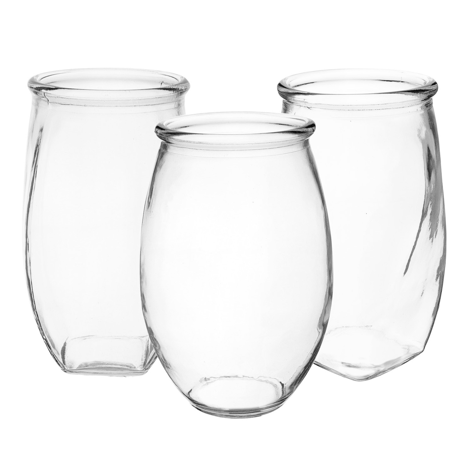 9" x 4.75" Glass Trio Vase Asst - Crystal