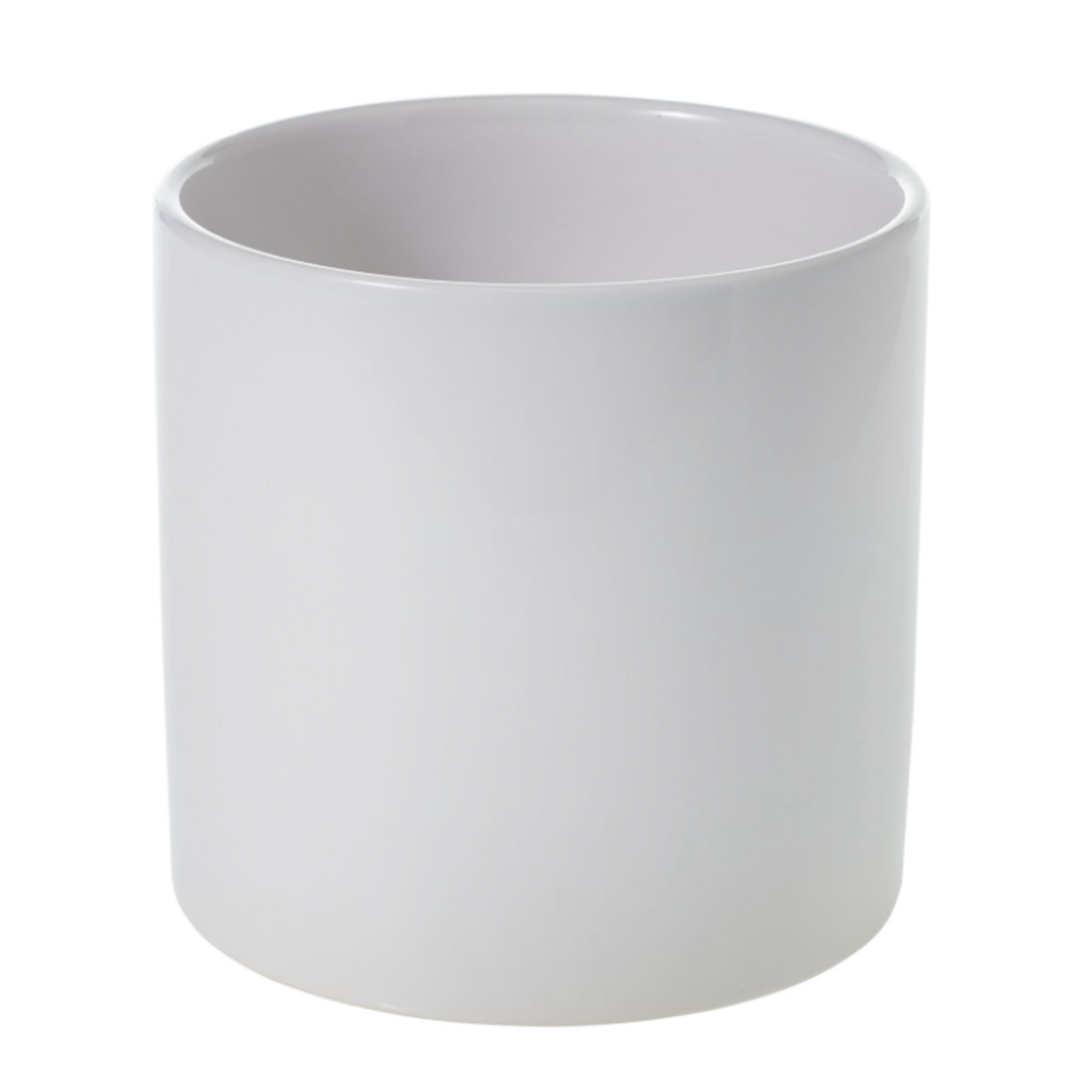 6.25”H X 6.5” GLOSSY WHITE CERAMIC CERCLE POT