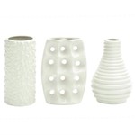 40% OFF WAS $23 NOW $13.79, 8”H X 5” WHITE CERAMIC VASE ASSORTED STYLES IN A BOX