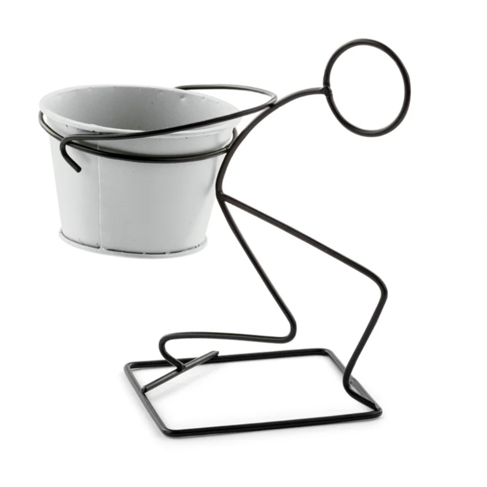 60% off was $10 now $4. SMALL WIRE PLANTER MAN 7.25" H x 8" L, POT 2.75"H X 3.5",