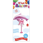 14'' FOIL BALLOON , PINK DOLPHIN ON STAND reg $1.99