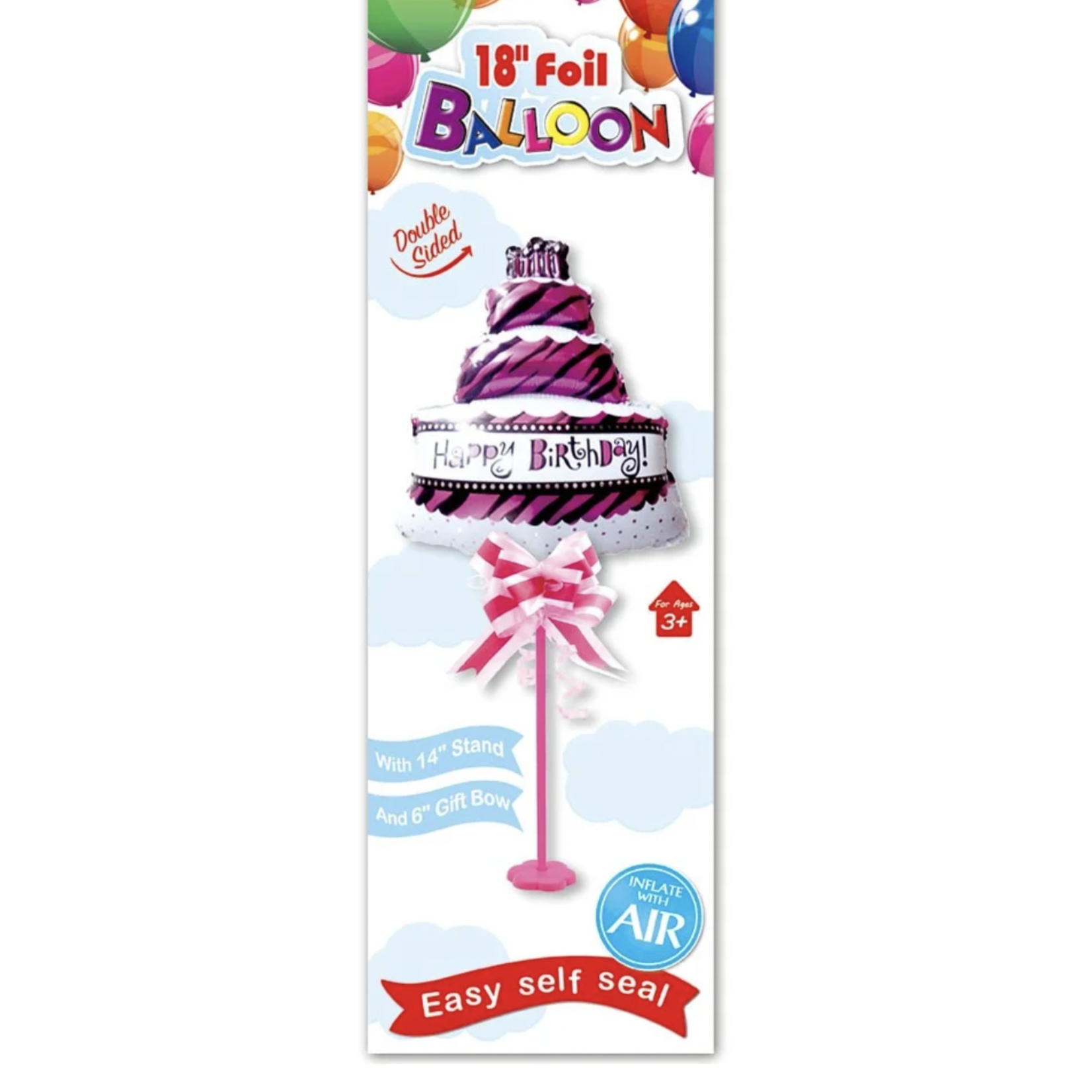 14'' FOIL BALLOON HB PINK CAKE ON STAND