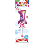 16'' FOIL BALLOON , PINK #1 ON STAND reg $1.99