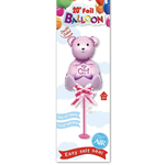 14'' FOIL BALLOON PINK BEAR ON STAND reg $1.99