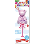 14'' FOIL BALLOON PINK BEAR ON STAND
