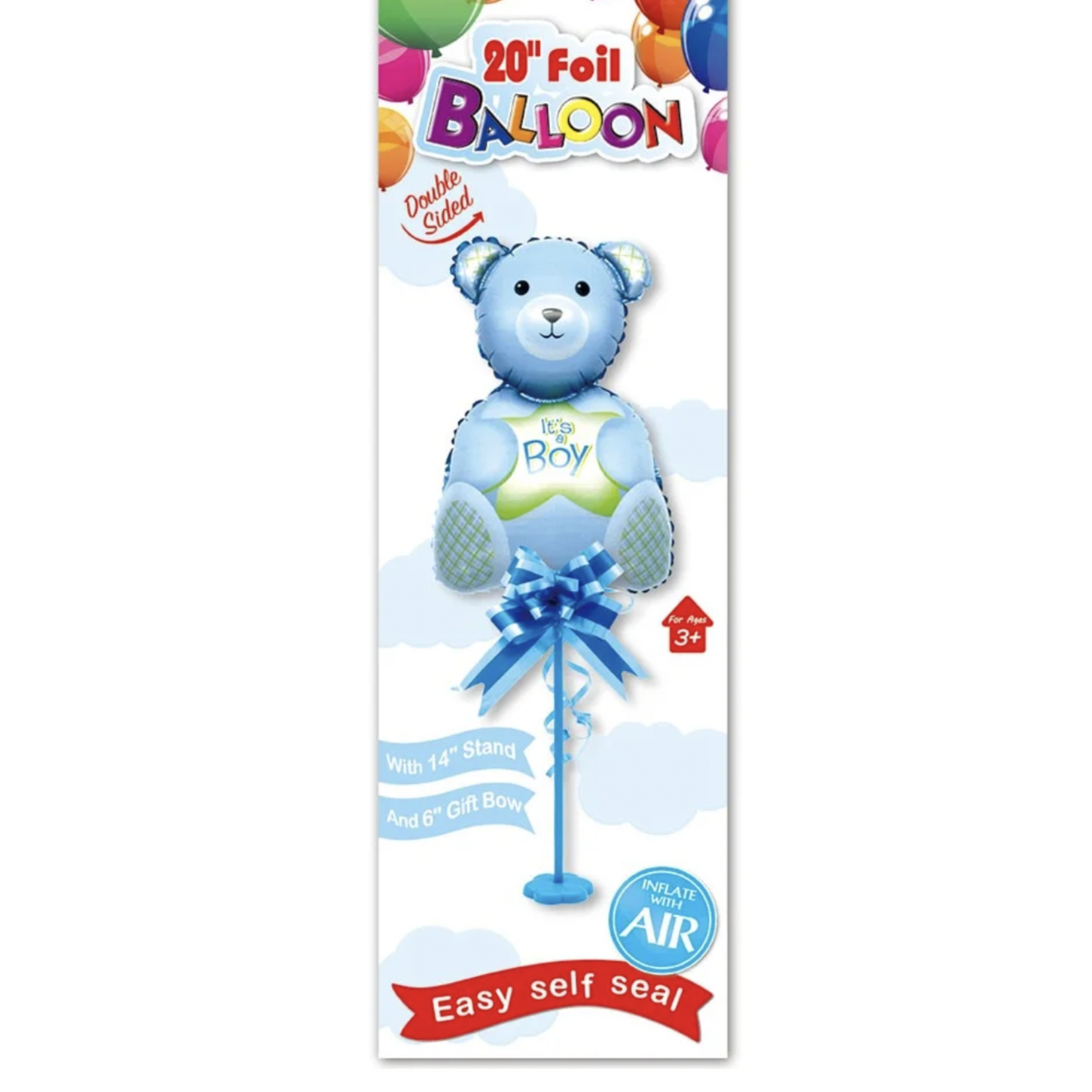 14'' FOIL BALLOON BLUE BEAR ON STAND reg $1.99