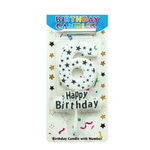 5'' BIRTHDAY CANDLE #6 WHITE WITH SILVER STARS