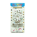 HAPPY BIRTHDAY CANDLE #6 WHITE WITH GOLD STARS