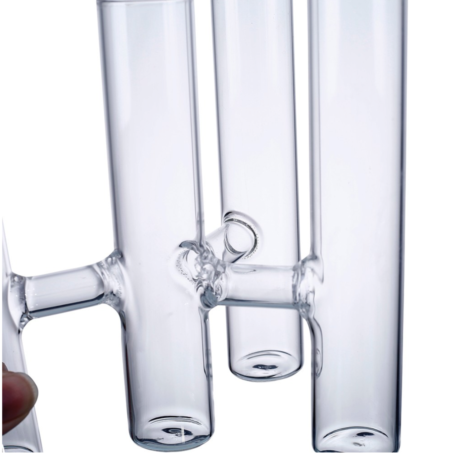 H:6" D:6”X5" ATTACHED 4 SMALL BUD VASE CYLINDERS