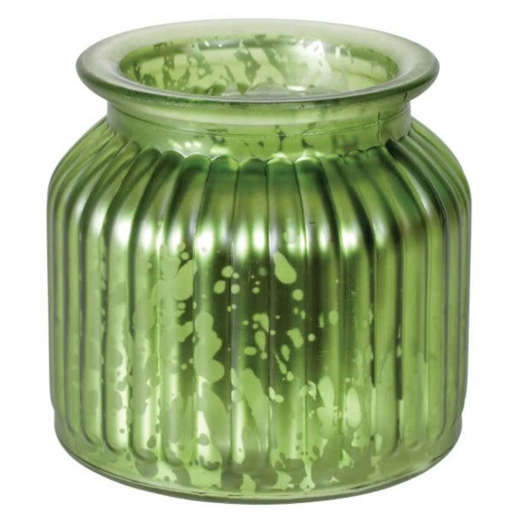 4"h x 4.25" GREEN MERCURY GLASS VOTIVE VASE
