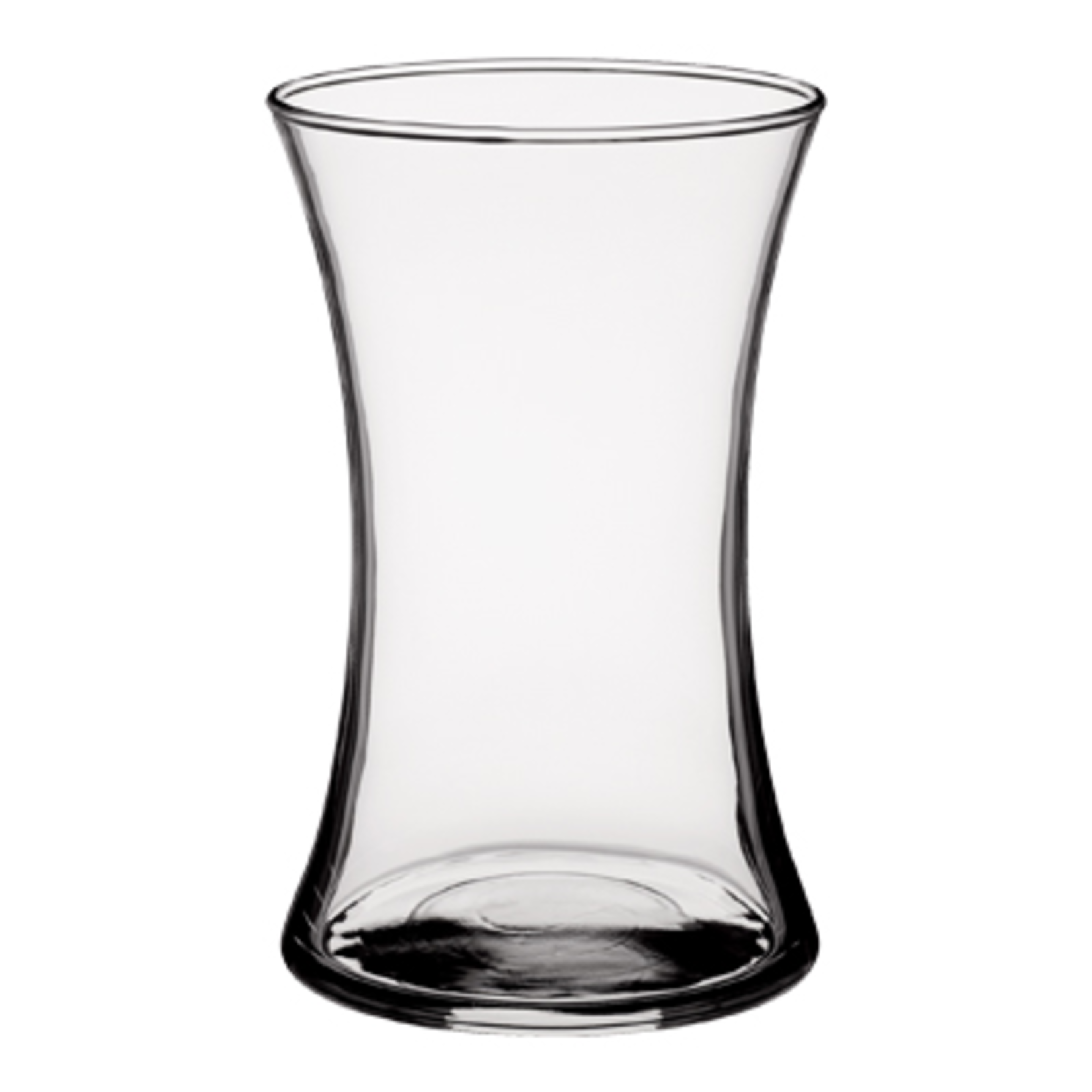 8”H X 4.75” CLEAR GLASS GATHERING VASE