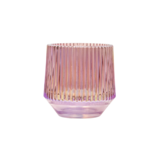 4”H X 3.75” PINK IRIDESCENT CANDLE HOLDER