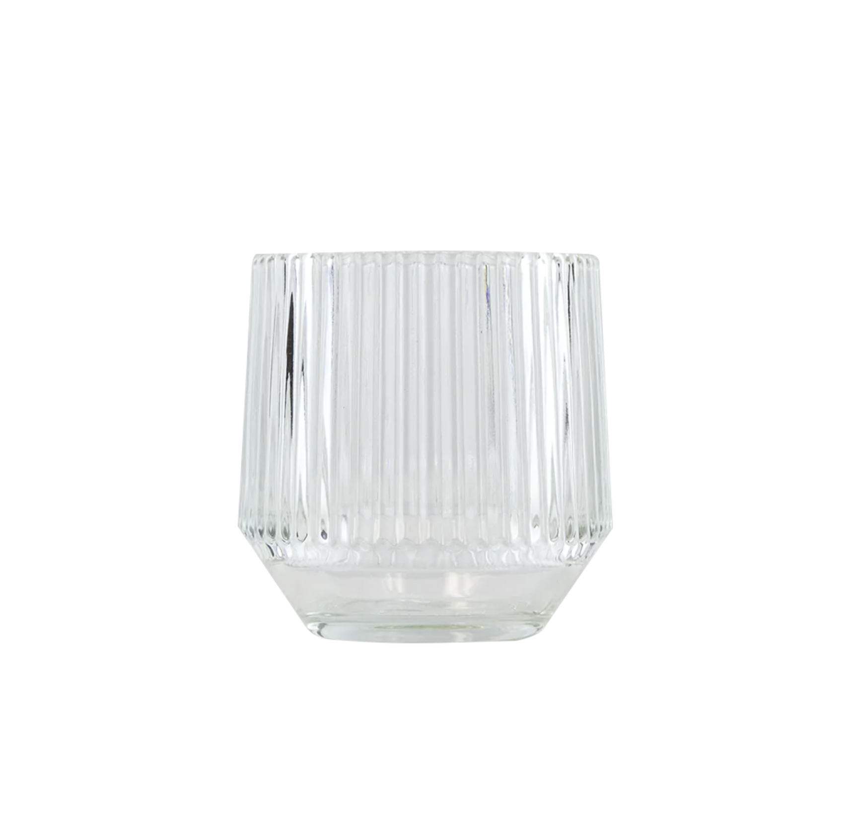 4”H X 3.75” CLEAR IRIDESCENT CANDLE HOLDER QUALITY WHOLESALE