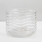 3.55”H X 4.35” CLEAR GLASS WAVE VASE CYLINDERS