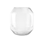 11”H X 10” NOVA CLEAR GLASS BARREL VASE (OPENING 6’)