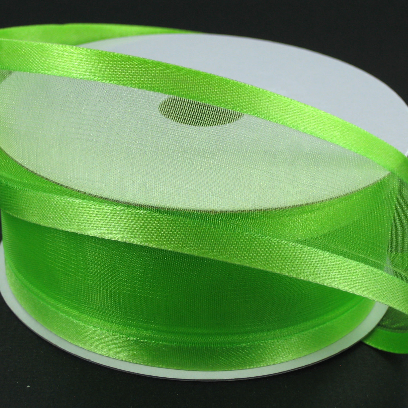 SHEER CHIFFON RIBBON SATIN EDGE 1.5"" x 25 YD LIME GREEN