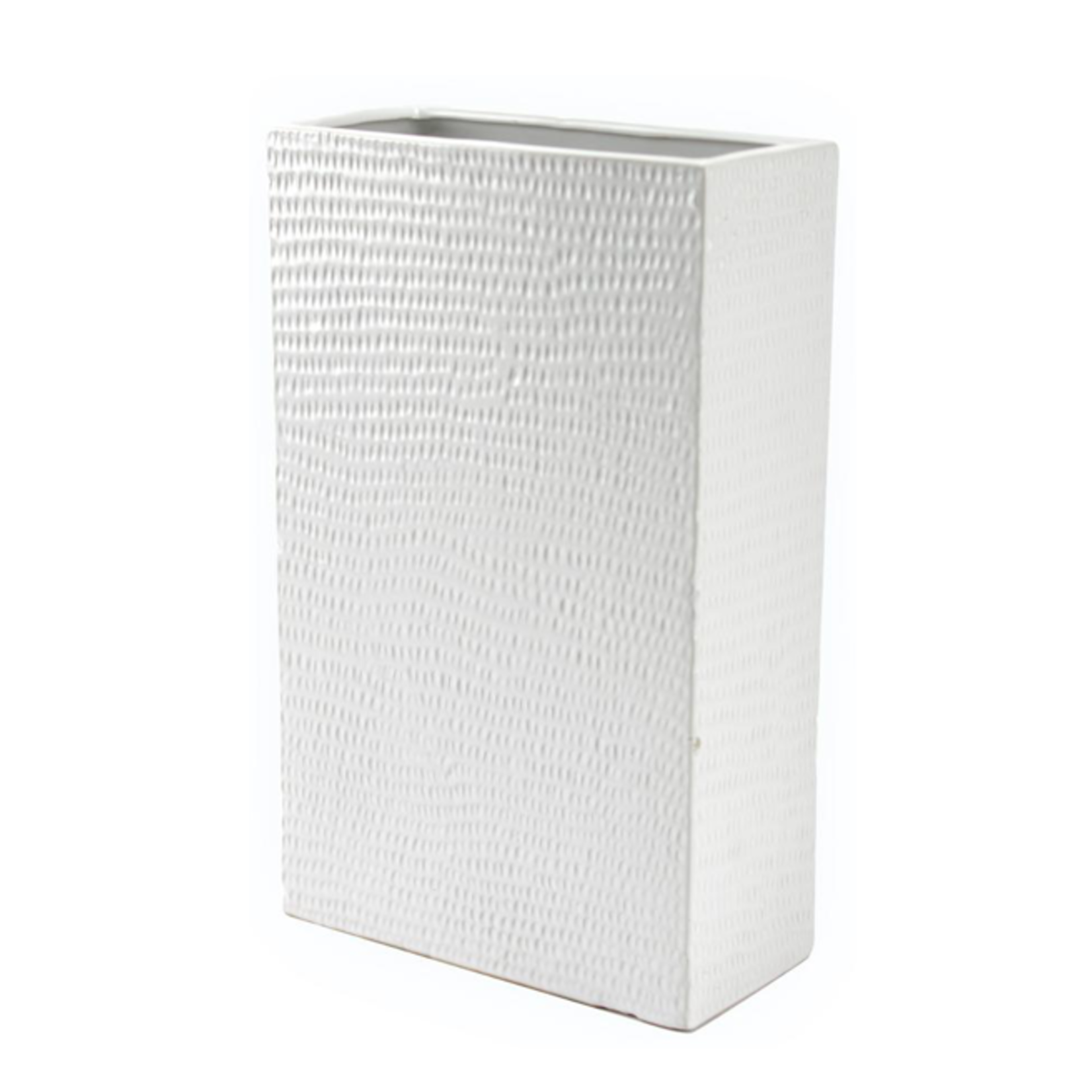14"H X 8.5" x 4" WHITE CERAMIC TALL RECTANGLE TEXTURED PLANTERS