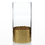 Accent Decor 8”H X 3.75” GLASS WITH GOLD BOTTOM ELSA VASE