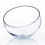 6"h x 7"d SLANT CUT GLASS POD VASE