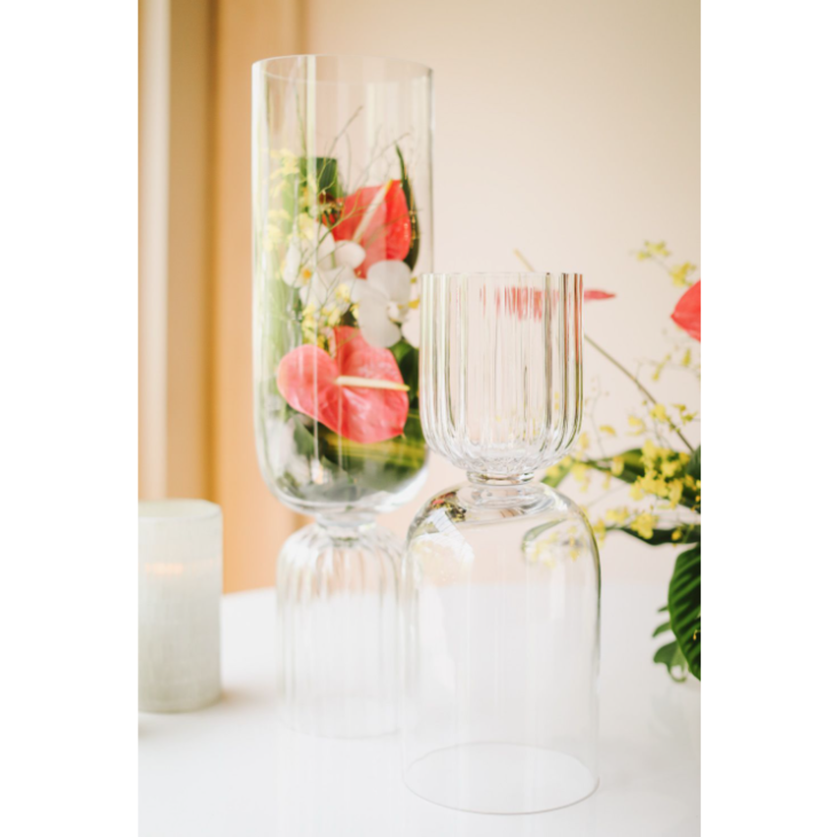 21.75”h x 8.5” GLASS VIVACE VASE REVERSIBLE