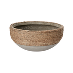 6.5”H X 14” CONCRETE REED BOWL WITH NATURAL ROPE