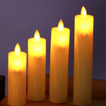 1.5"D SWINGING LED CANDLES, SET OF 4, H 4’’, 5’’, 6’’, 7’’ (SOLD AS A SET)