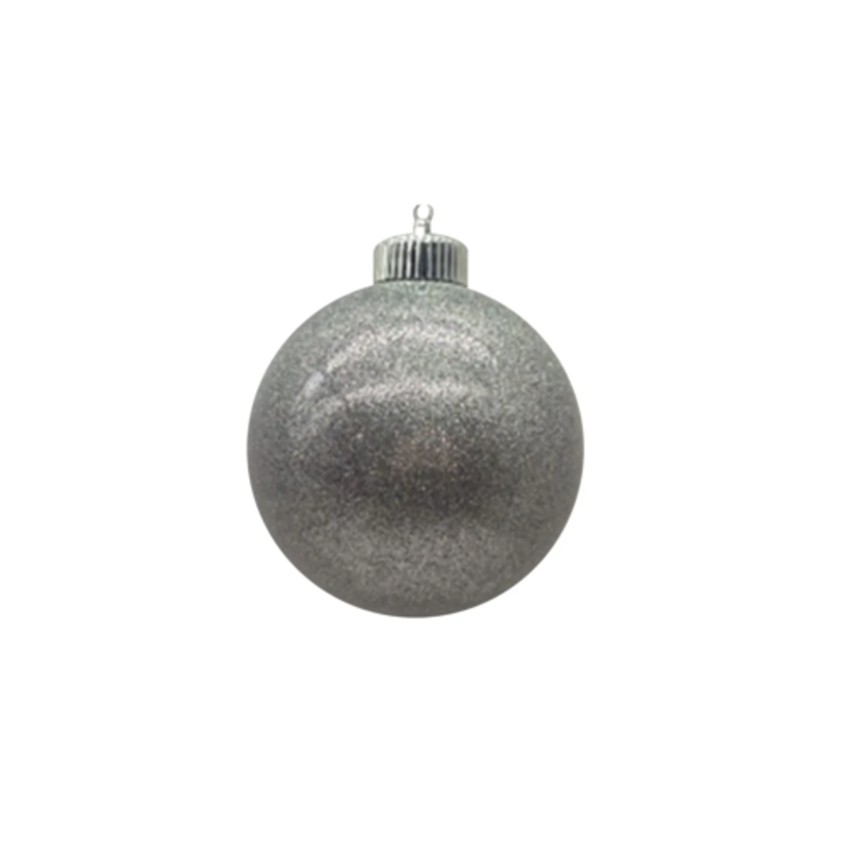 4" SILVER GLITTER CHRISTMAS BALLS,