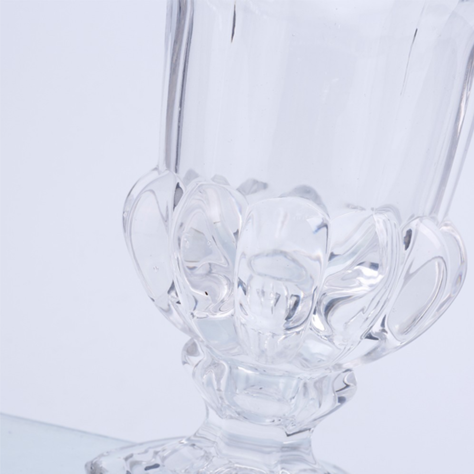 9”h x 7” THICK GLASS PEDESTAL VASE