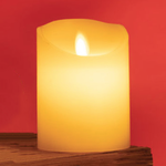 4”H X 3” LED PILLAR WAX SWINGING CANDLE IVORY